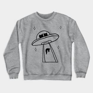 cat alien abduction line art Crewneck Sweatshirt